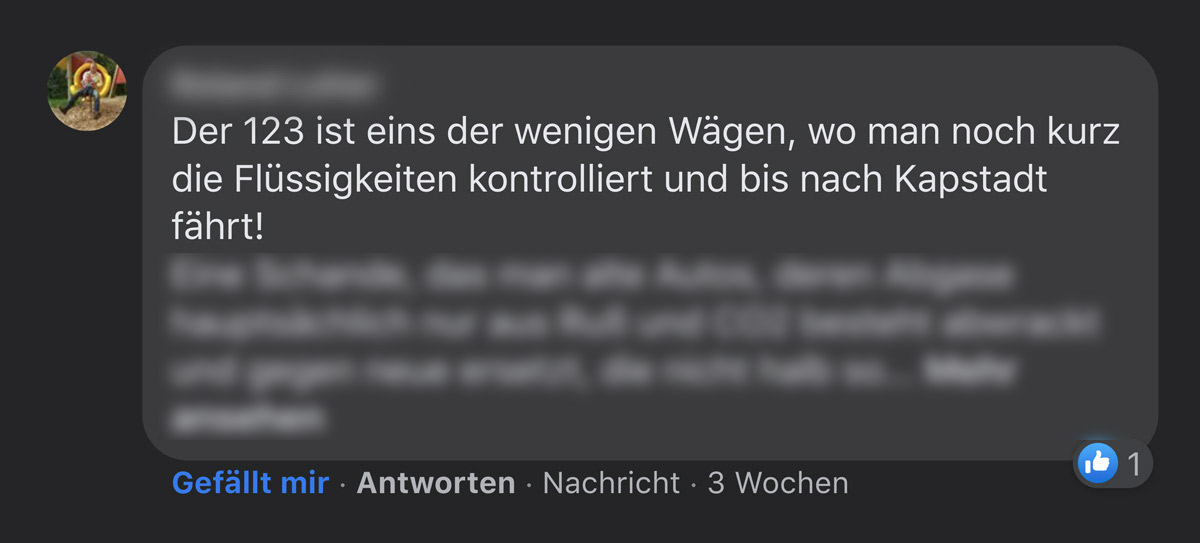 Facebook Kommentar zum Mercedes W123